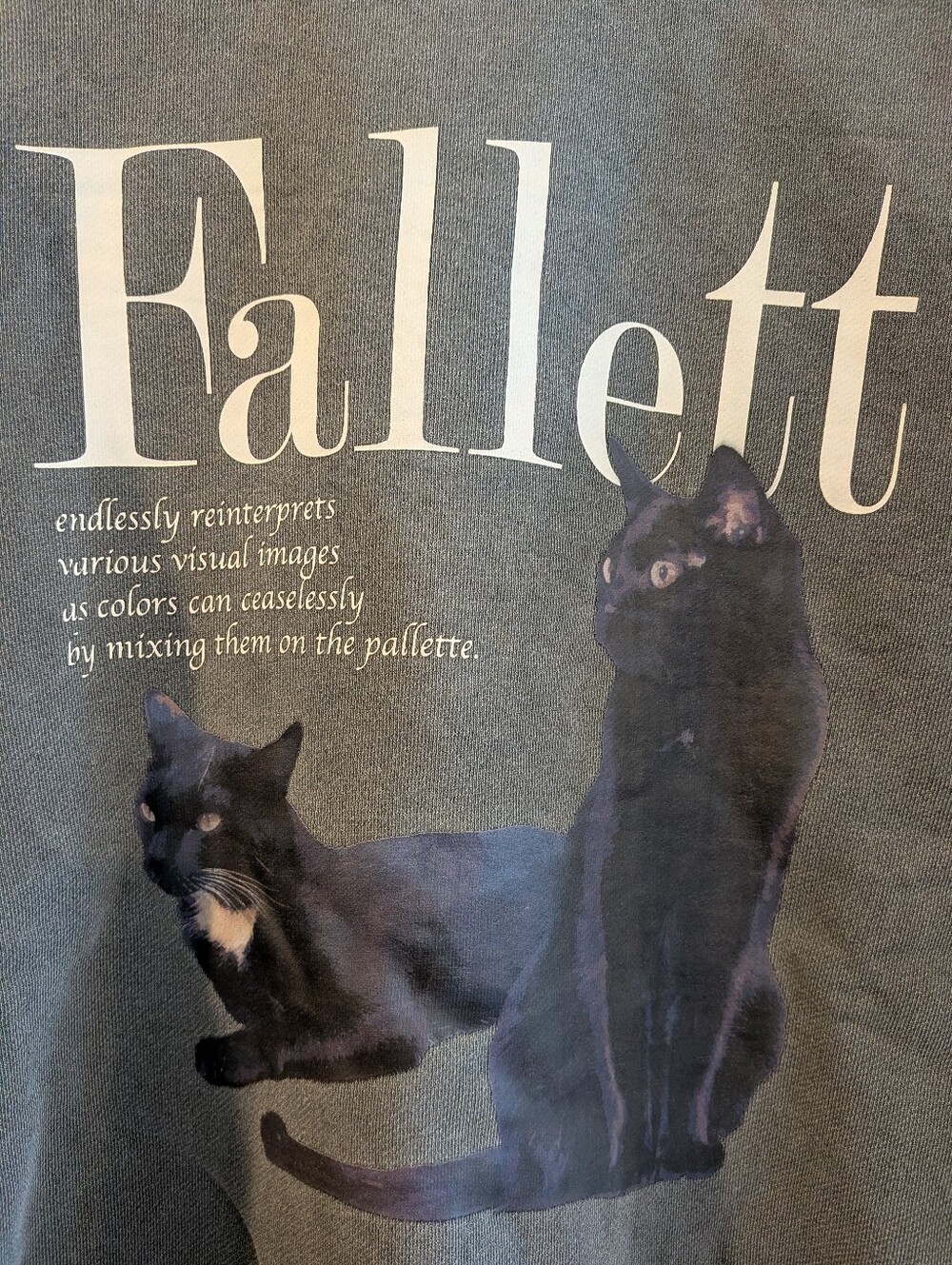 Fallet Cat Deuce Nero Sweatshirt Pigment Charcoal Gray Oversized Korean Size S - Picture 5 of 16